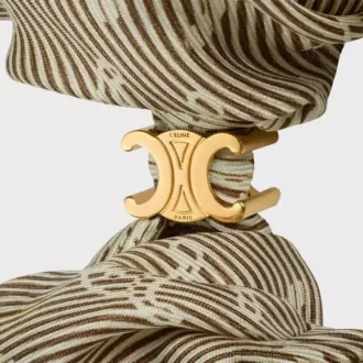 CELINE Triomphe Diagonale scrunchy van zijde en messing met gouden afwerking