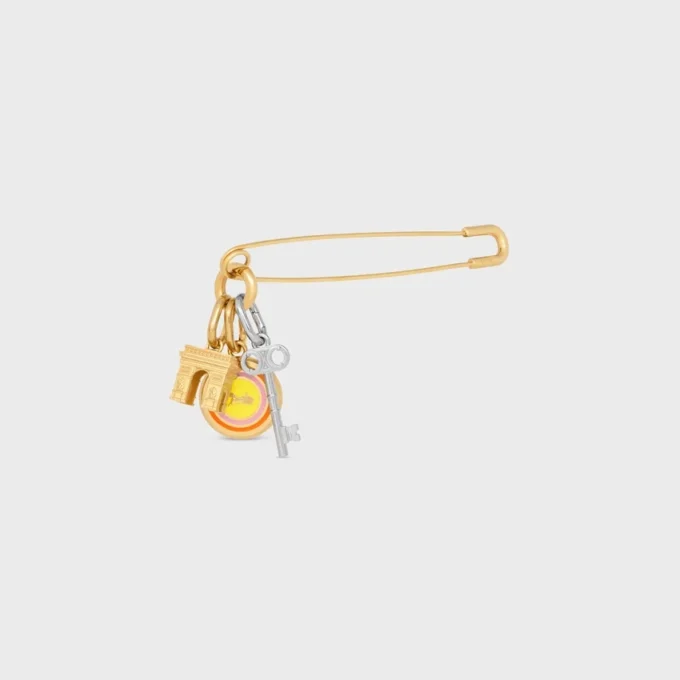Charms-broche met veiligheidsspeld in messing met gouden afwerking