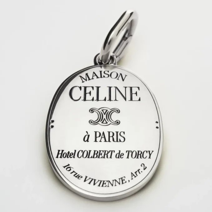 Charms CELINE-medaille van messing met rhodiumafwerking