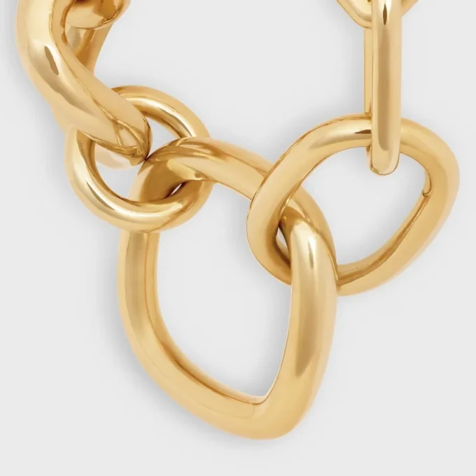 Charms Moderne, grove gourmette van messing met gouden afwerking