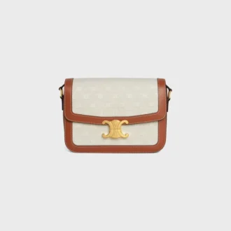 Classique Triomphe-tas van textiel met Triomphe-patroon en kalfsleer