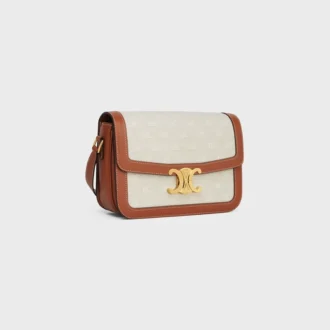 Classique Triomphe-tas van textiel met Triomphe-patroon en kalfsleer