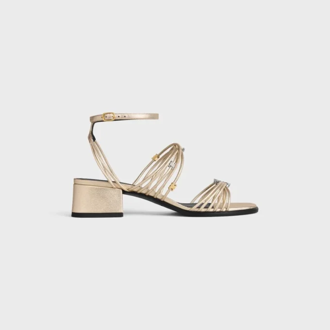 CléMence sandalen met hak van gelamineerd lamsleer
