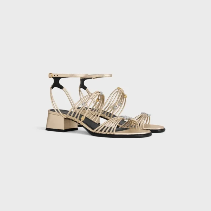 CléMence sandalen met hak van gelamineerd lamsleer
