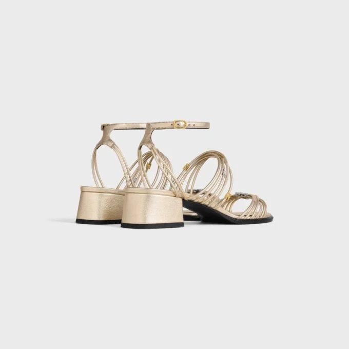 CléMence sandalen met hak van gelamineerd lamsleer
