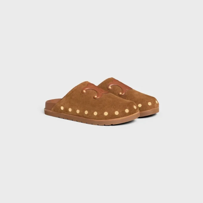 Clog Pitea van suède kalfsleer