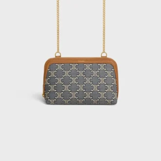Clutch met ketting in Jacquard Triomphe All Over