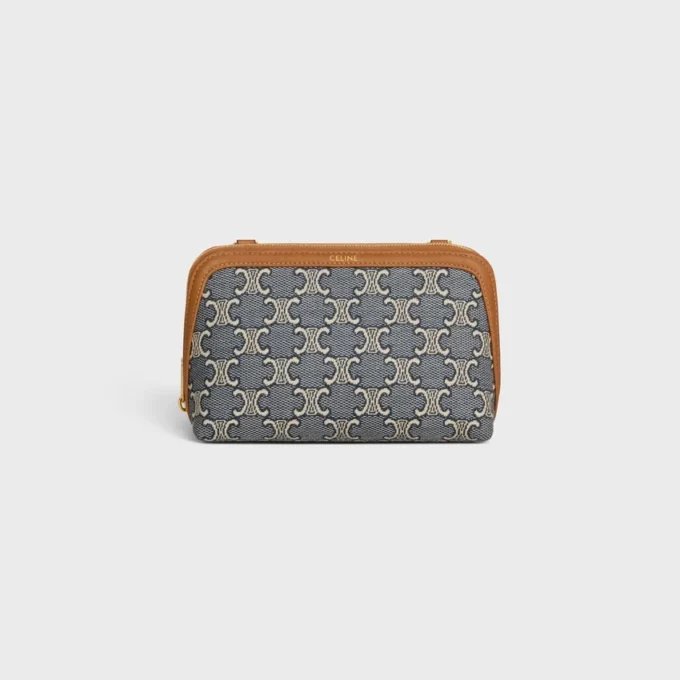 Clutch met ketting in Jacquard Triomphe All Over