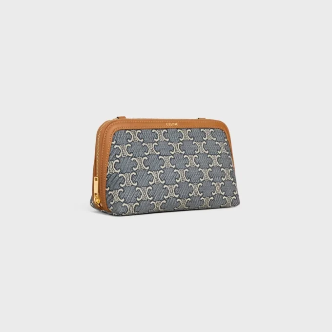 Clutch met ketting in Jacquard Triomphe All Over
