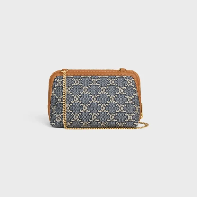 Clutch met ketting in Jacquard Triomphe All Over