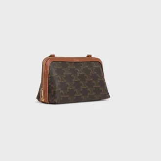 Clutch met ketting in Triomphe Canvas en lamsleer