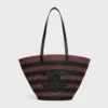 Couffin CELINE Classic Panier van gestreept raffia en kalfsleer