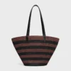 Couffin CELINE Classic Panier van gestreept raffia en kalfsleer