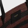 Couffin CELINE Classic Panier van gestreept raffia en kalfsleer