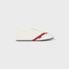 De platte sneaker in grosgrain, fluweel, suède geitenleer en lamsleer