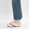De platte sneaker in grosgrain, fluweel, suède geitenleer en lamsleer