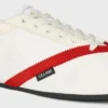 De platte sneaker in grosgrain, fluweel, suède geitenleer en lamsleer