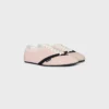 De platte sneaker in grosgrain, fluweel, suède geitenleer en lamsleer