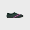 De platte sneaker in grosgrain, fluweel, suède kalfsleer en lamsleer