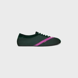 De platte sneaker in grosgrain, fluweel, suède kalfsleer en lamsleer