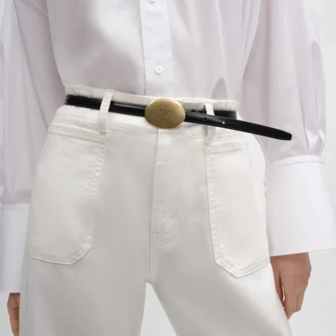 Dunne riem van 13 mm in Taurillon-leer