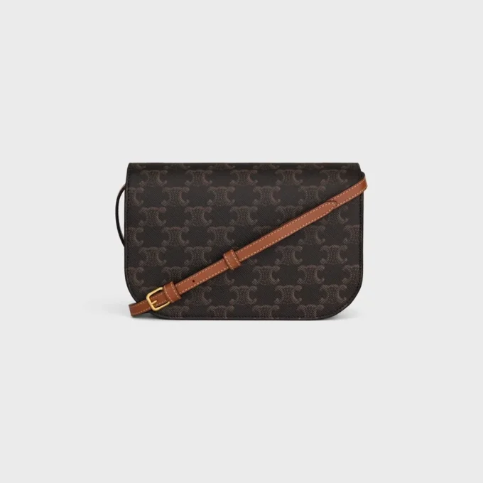 Duo-portemonnee met riem van Triomphe Canvas en kalfsleer
