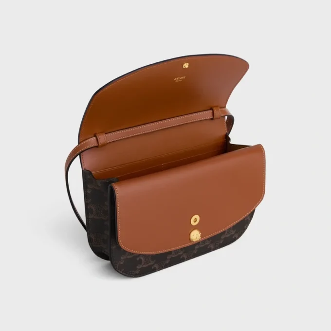 Duo-portemonnee met riem van Triomphe Canvas en kalfsleer
