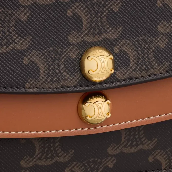 Duo-portemonnee met riem van Triomphe Canvas en kalfsleer