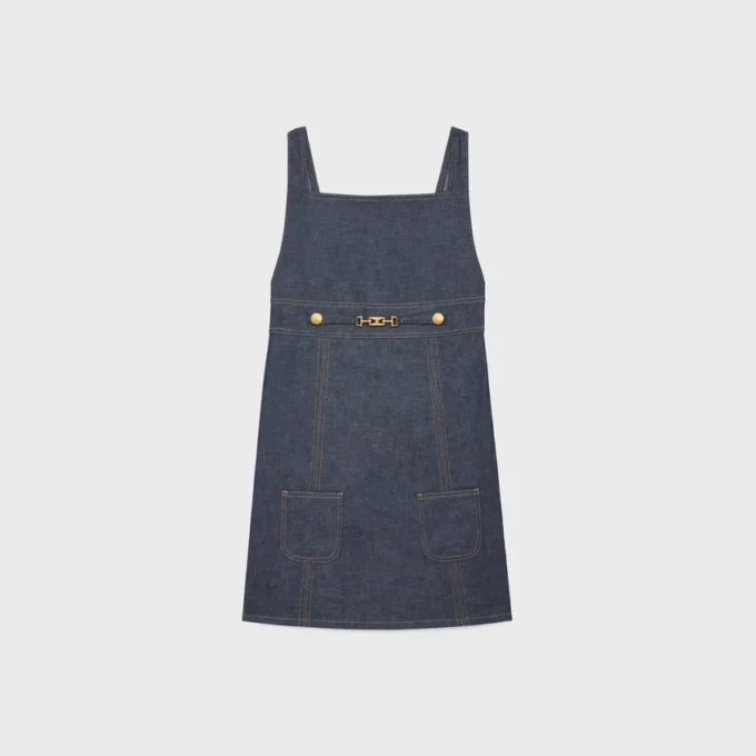 Empire-minijurk van Raw Wash-denim