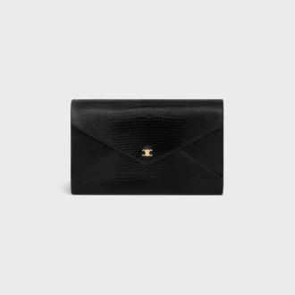 Envelopportemonnee met ketting in lizard