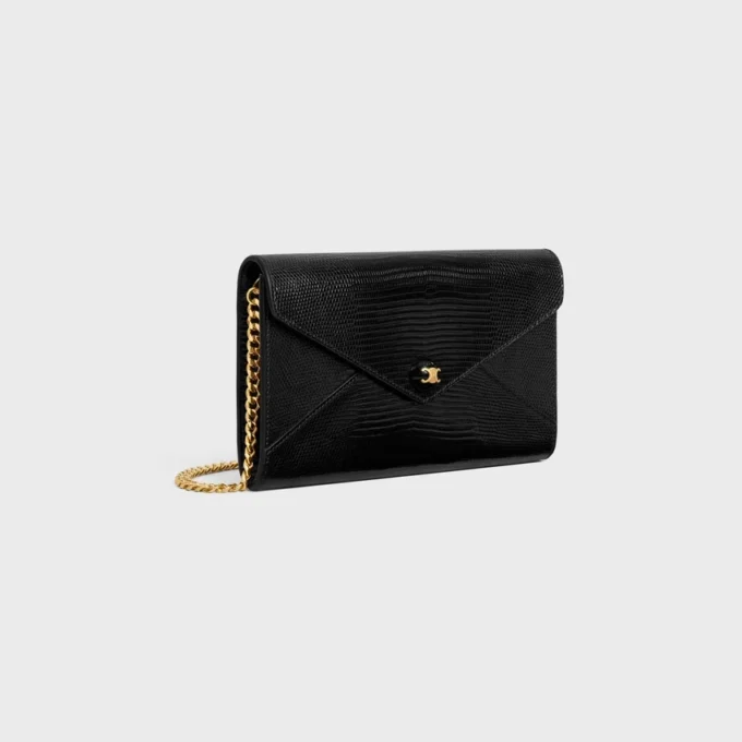 Envelopportemonnee met ketting in lizard