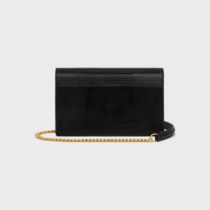 Envelopportemonnee met ketting in lizard