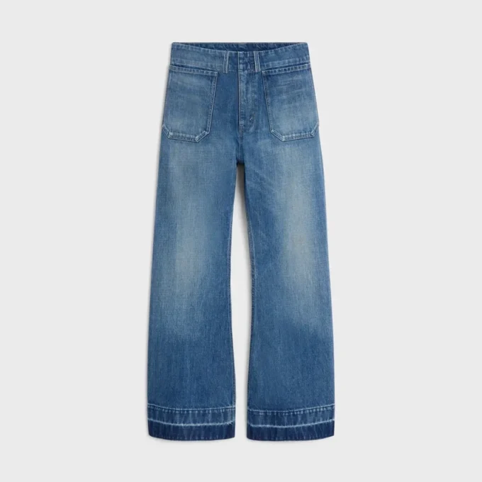 Flare-jeans 002 van lichtgewicht katoenen denim