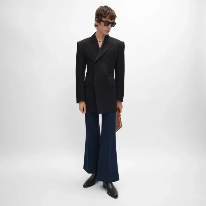 Flare-jeans 003 van lichtgewicht indigo-denim