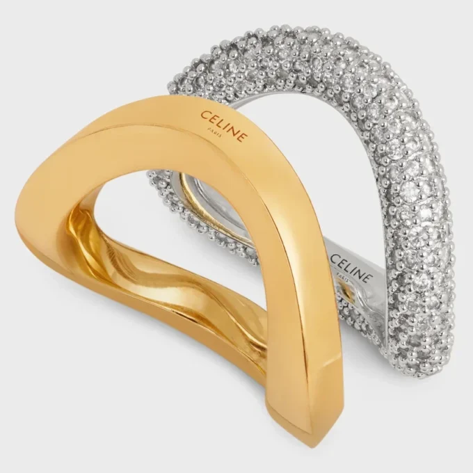 Formes Abstraites Set ringen van strass en messing met goud- en rhodiumafwerking