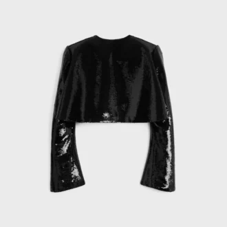 Geborduurd bolero-jasje van wollen gabardine