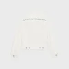 Geborduurd truckerjack van wit denim met raw wash