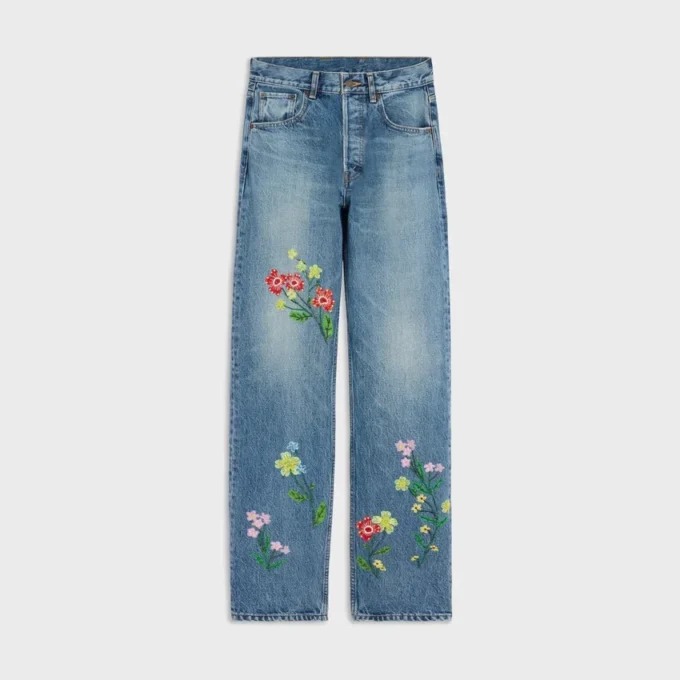 Geborduurde boyfriend-jeans 001 van katoenen denim