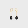 Green Thumb Leaf-oorbel in onyx en messing met gouden afwerking