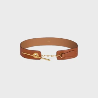 Grote CELINE-riem met schijf van 50 mm van soepel natuurlijk kalfsleer