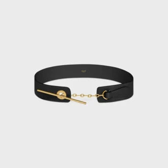 Grote CELINE-riem met schijf van 50 mm van soepel natuurlijk kalfsleer