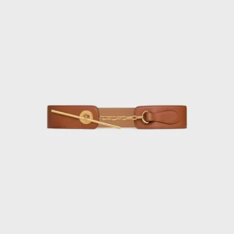 Grote CELINE-riem met schijf van 50 mm van soepel natuurlijk kalfsleer