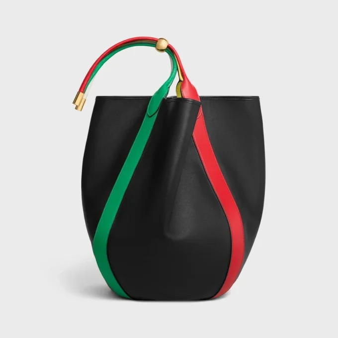 Grote Drop Bucket-tas van glad kalfsleer