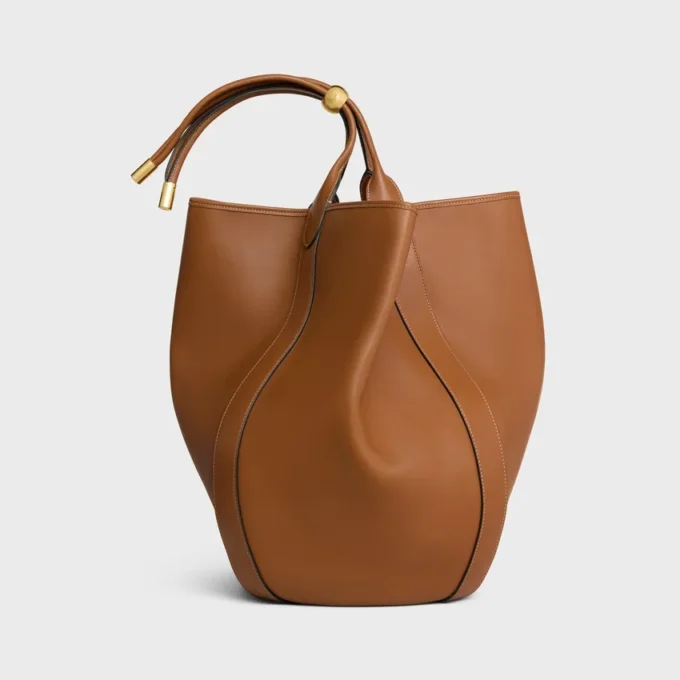 Grote Drop Bucket-tas van soepel, glad kalfsleer