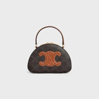 Half Moon-tas van Triomphe Canvas en kalfsleer