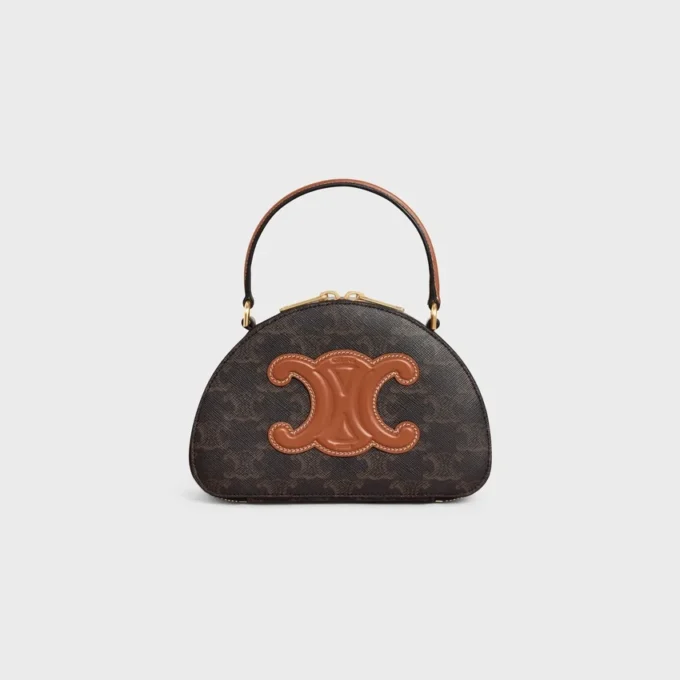 Half Moon-tas van Triomphe Canvas en kalfsleer