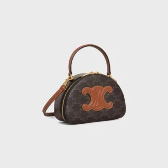 Half Moon-tas van Triomphe Canvas en kalfsleer