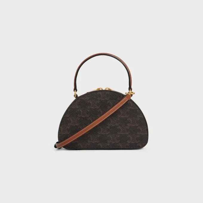 Half Moon-tas van Triomphe Canvas en kalfsleer