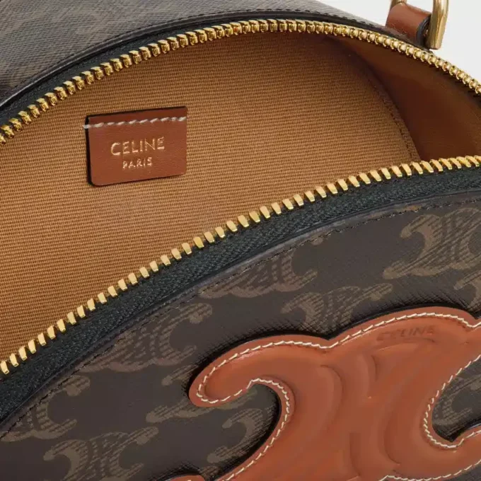 Half Moon-tas van Triomphe Canvas en kalfsleer