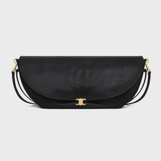 Halfmoon Soft Triomphe-tas van soepel, glanzend lamsleer